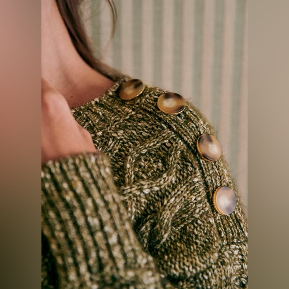 Sezane James Jumper Olive Chiné - Size S - Picture 6 of 16